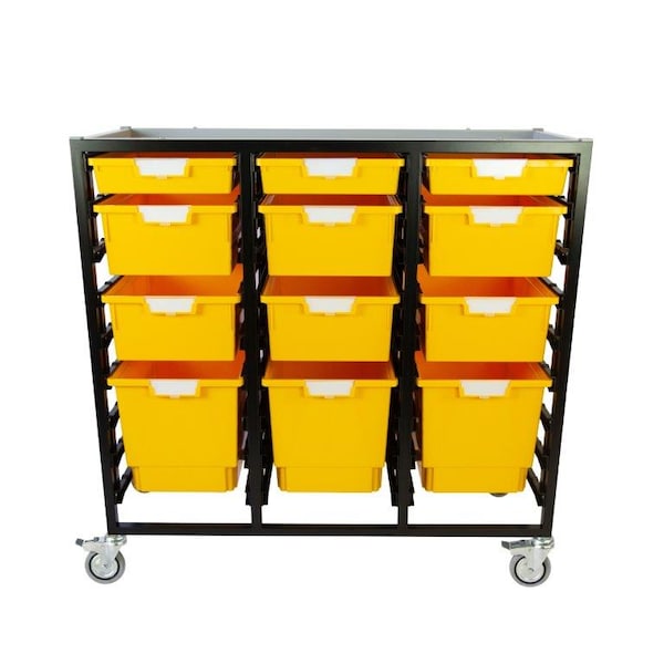 Storsystem Commercial Grade Mobile Bin Storage Cart with 12 Yellow High